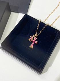 Chrome Heart Diamond Cross Necklace-3569