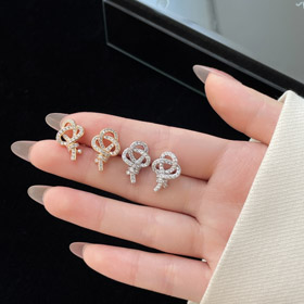 Tiffany full diamond key earrings-4028