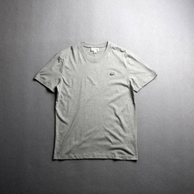 LACOSTE French crocodile logo solid color round neck T-shirt-2805