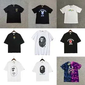APE letter couple half-sleeved ape round neck print short-sleeved T-shirt-1804  
