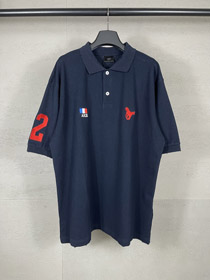 Burberry distressed, embroidered horse logo, loose-fitting casual polo shirt-5331