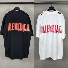 Balenciaga new collection distressed and faded loose-fitting short-sleeved T-shirt with print-5335