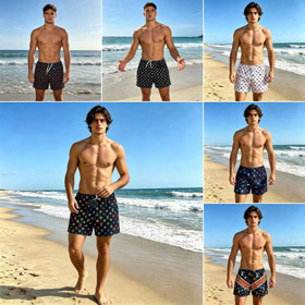 Louis Vuitton (LV) Stylish & Comfortable Drawstring Boxer-Style Beach Swim Trunks-6609  