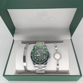 Rolex Submariner Watch with Green Bezel and Silver Bracelet Set6748  